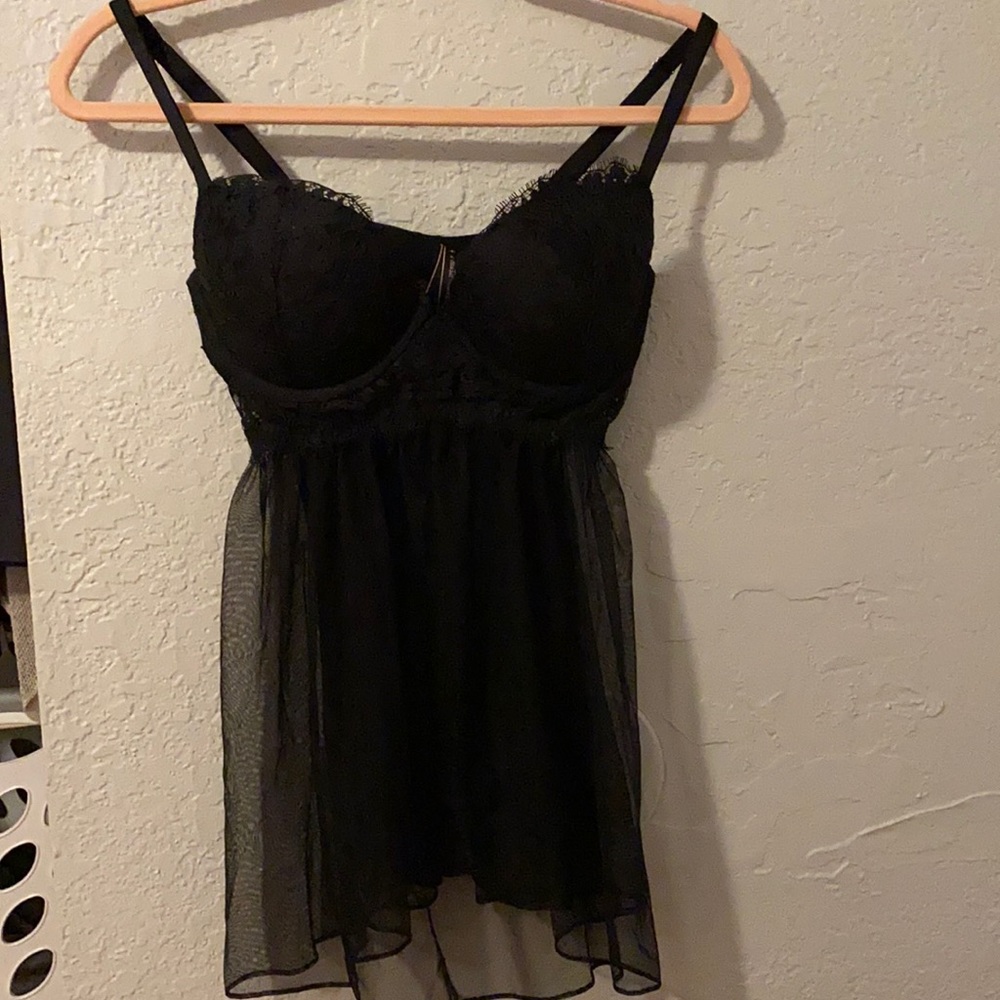 Black lace Victoria’s Secret Babydoll lingerie. 36C. NWOT